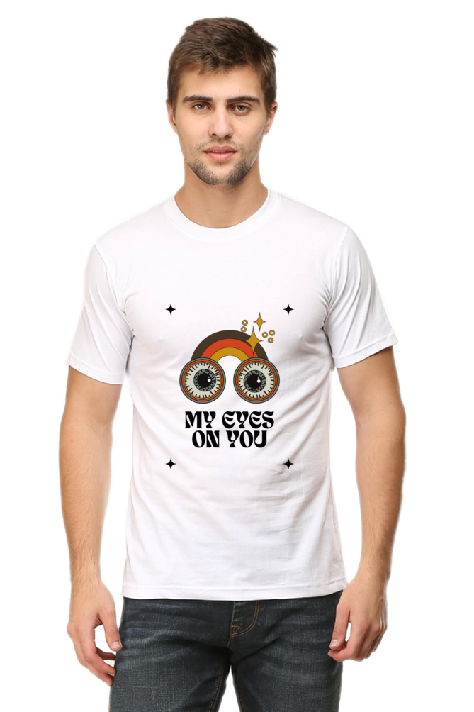 All Eyes On You Printed T-Shirt for Men Round Neck