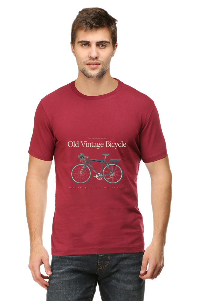 Old Vintage Bicycle Printed T-Shirt for Men Round Neck