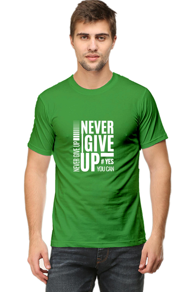 Never Give Up Printed T-Shirt for Men Round Neck