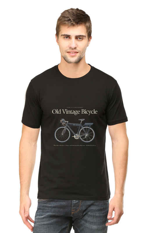 Old Vintage Bicycle Printed T-Shirt for Men Round Neck