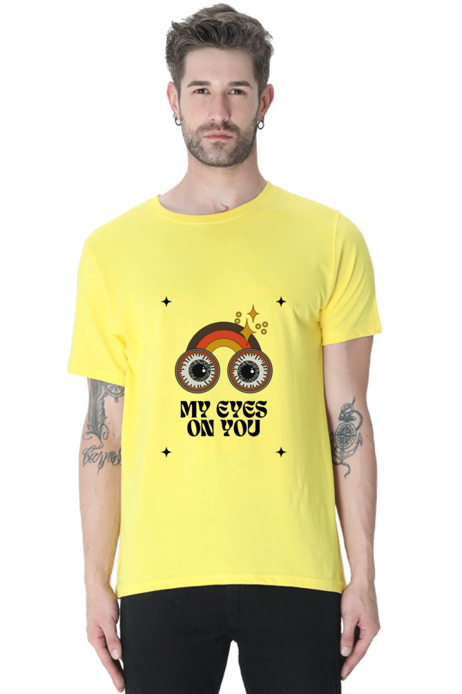 All Eyes On You Printed T-Shirt for Men Round Neck