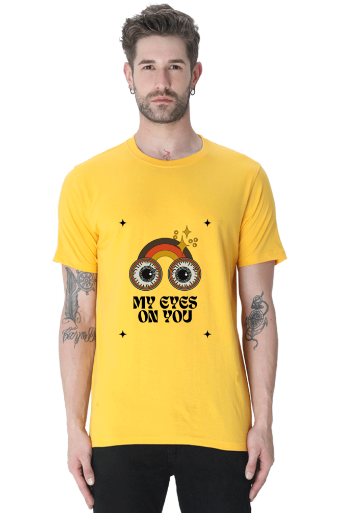 All Eyes On You Printed T-Shirt for Men Round Neck