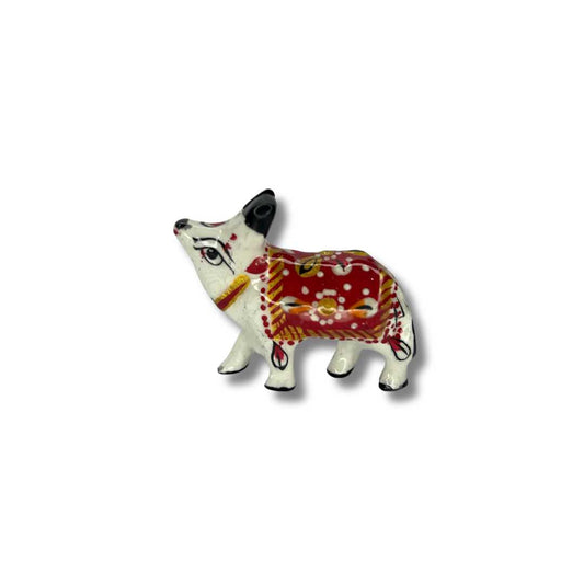 Decorative Marble Kamdhenu Cow and Calf Handcrafted Statue