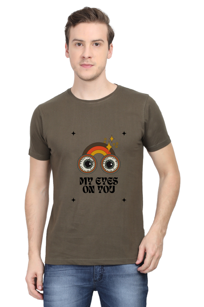 All Eyes On You Printed T-Shirt for Men Round Neck