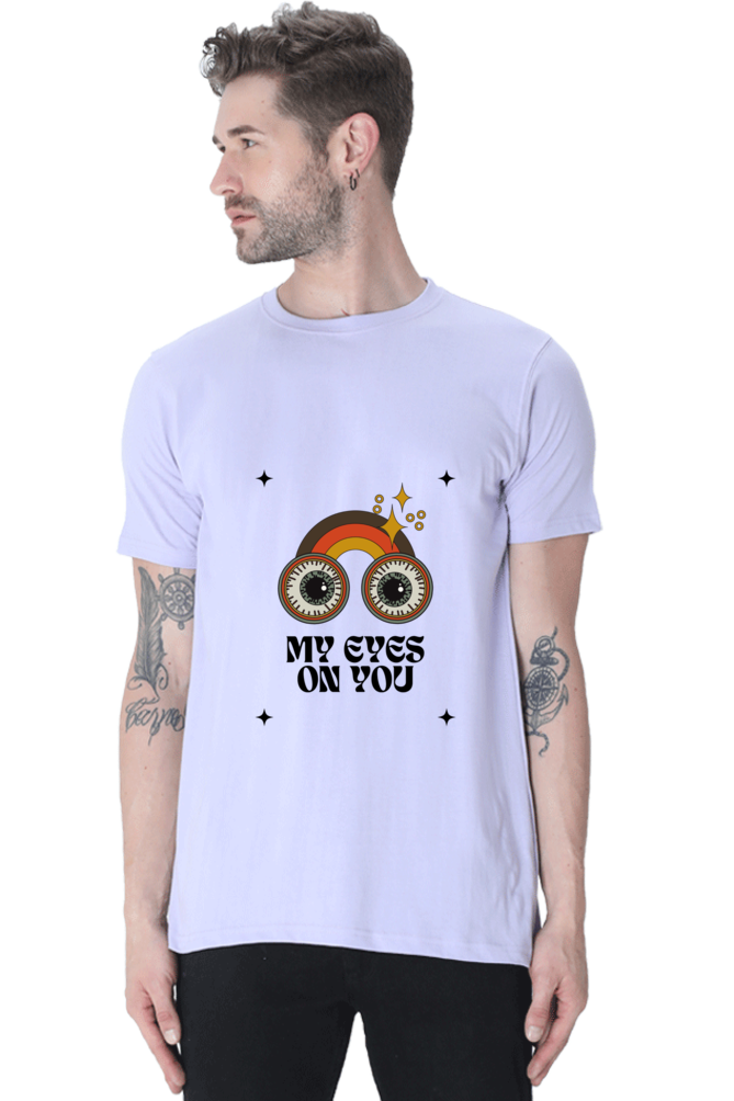 All Eyes On You Printed T-Shirt for Men Round Neck