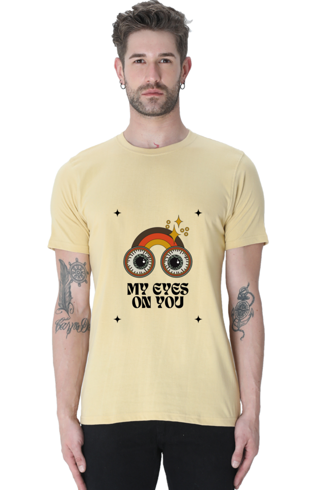 All Eyes On You Printed T-Shirt for Men Round Neck