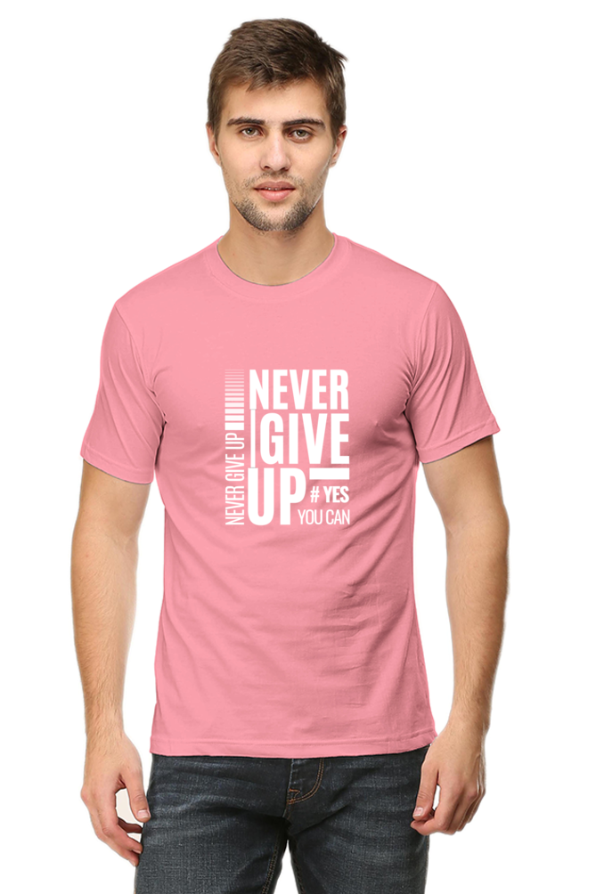 Never Give Up Printed T-Shirt for Men Round Neck