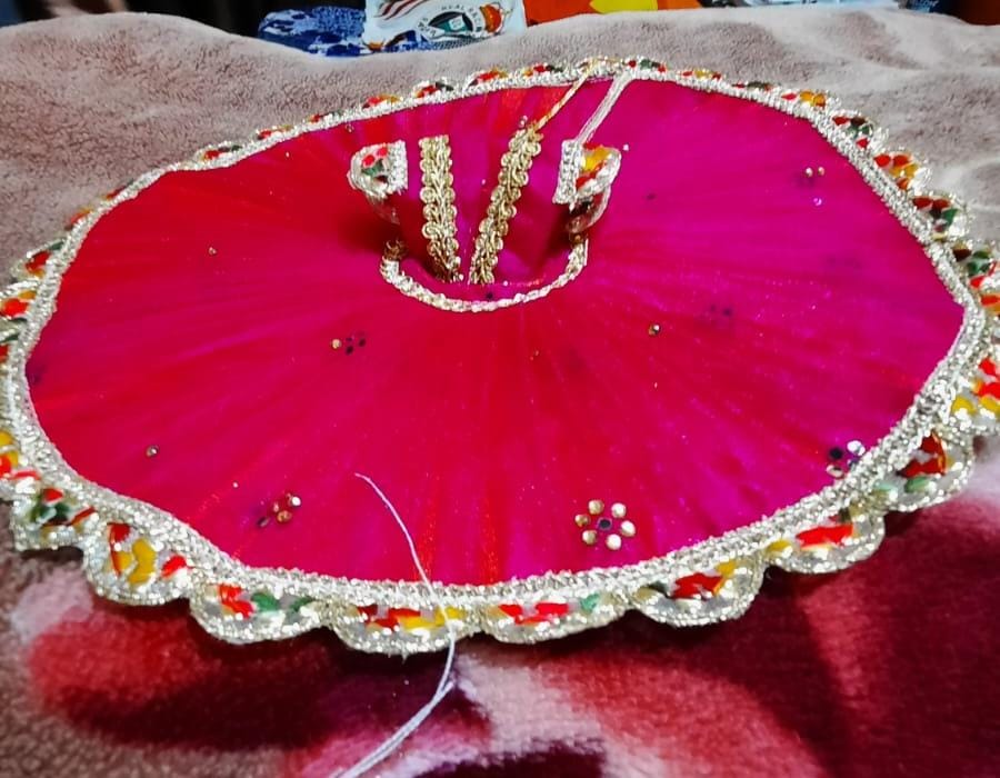 Laddu Gopal Ji Dress with Mukut Hand Made Poshak Radha Rani Dress