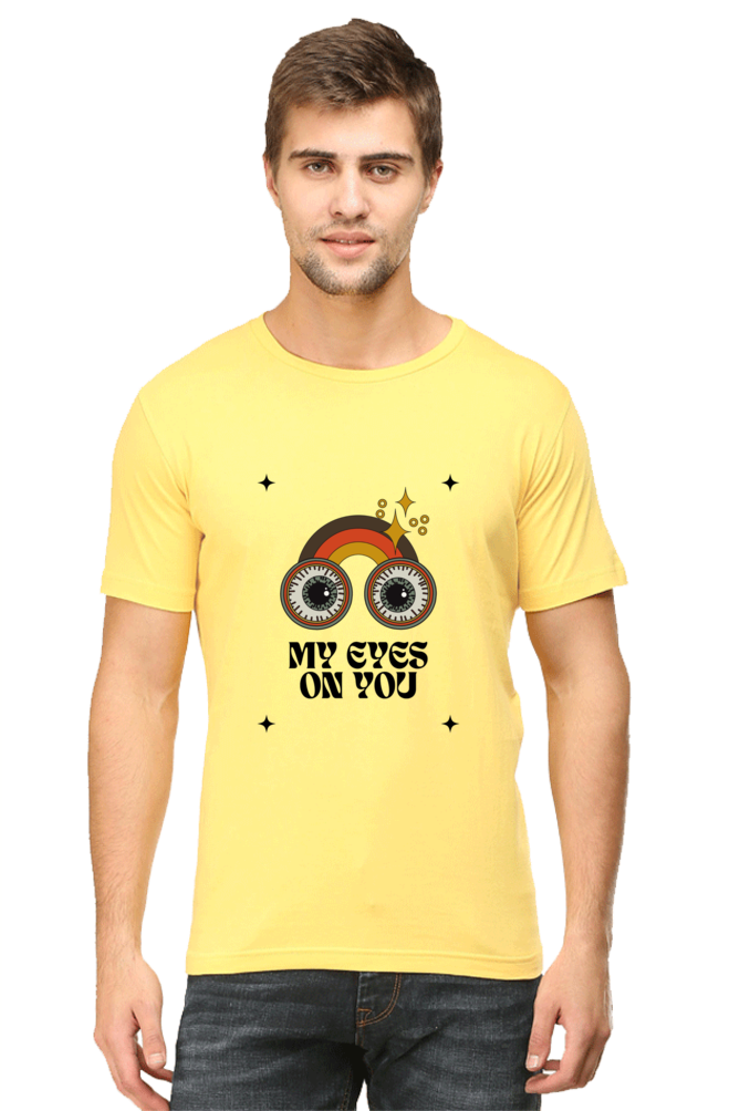 All Eyes On You Printed T-Shirt for Men Round Neck