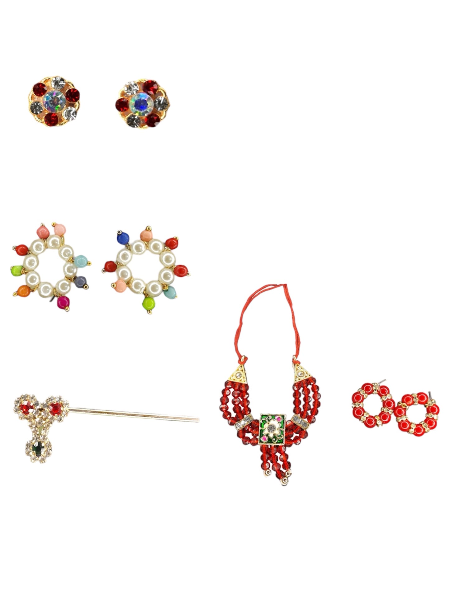 Combo Set of 5 Items Radha Rani & Gopal Ji for Size- 4/5/6/7 | (payal, kangan, mala, bansuri, Ear topes) Jarkan