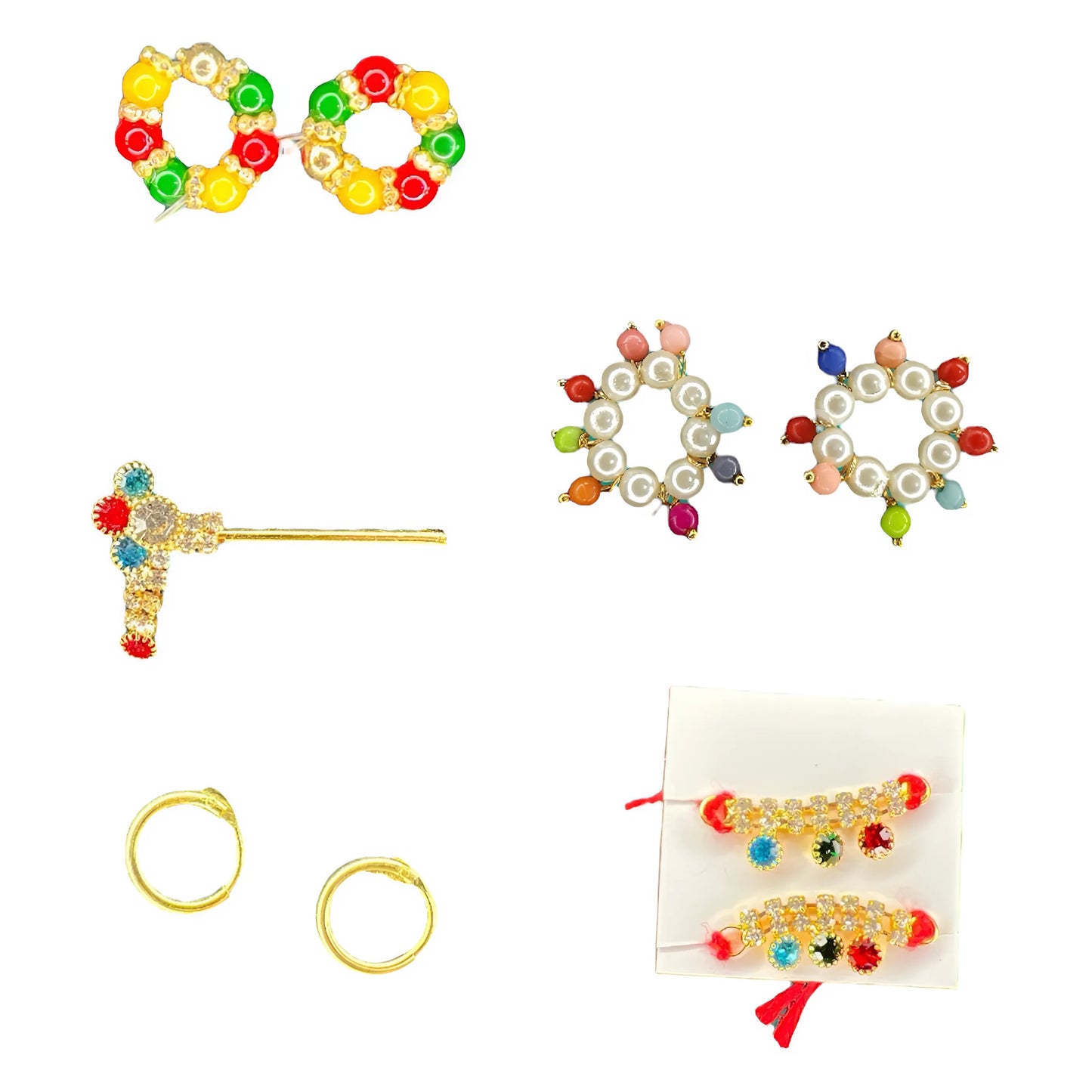 Combo Set of 5 Items Radha Rani & Gopal Ji for Size- 0/1/2/3 | (1 bansuri, 2 payal, 1 kangan,1 eartopes) Jarkan