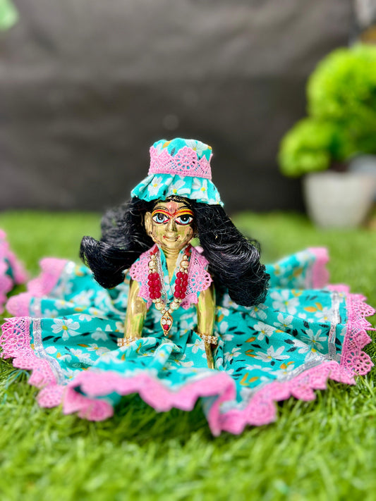 Laddu Gopal Ji Dress with Mukut Hand Made Poshak Radha Rani Dress