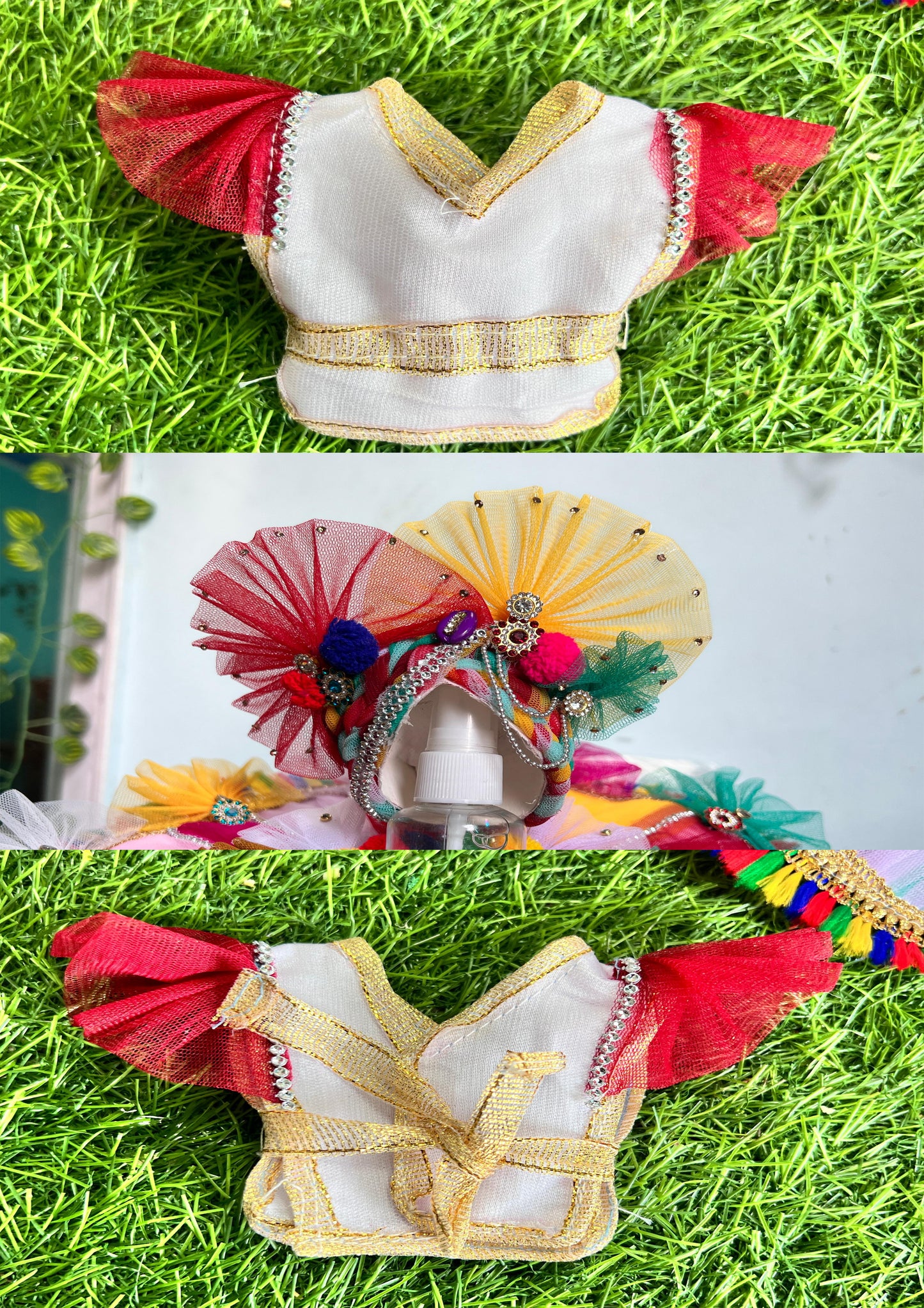 Laddu Gopal Ji Dress with Cap Hand Made Poshak Radha Rani Dress