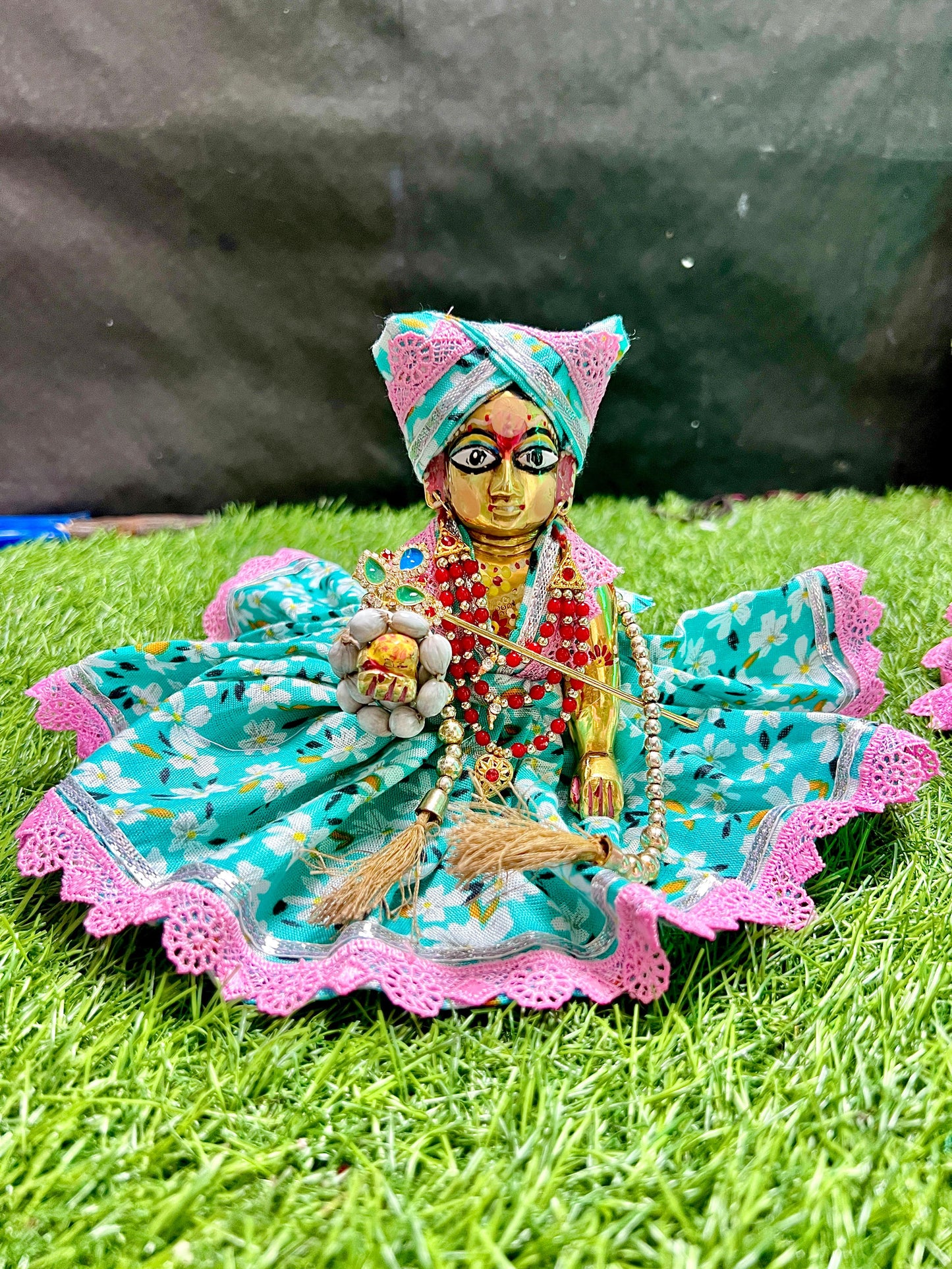 Laddu Gopal Ji Dress with Mukut Hand Made Poshak Radha Rani Dress