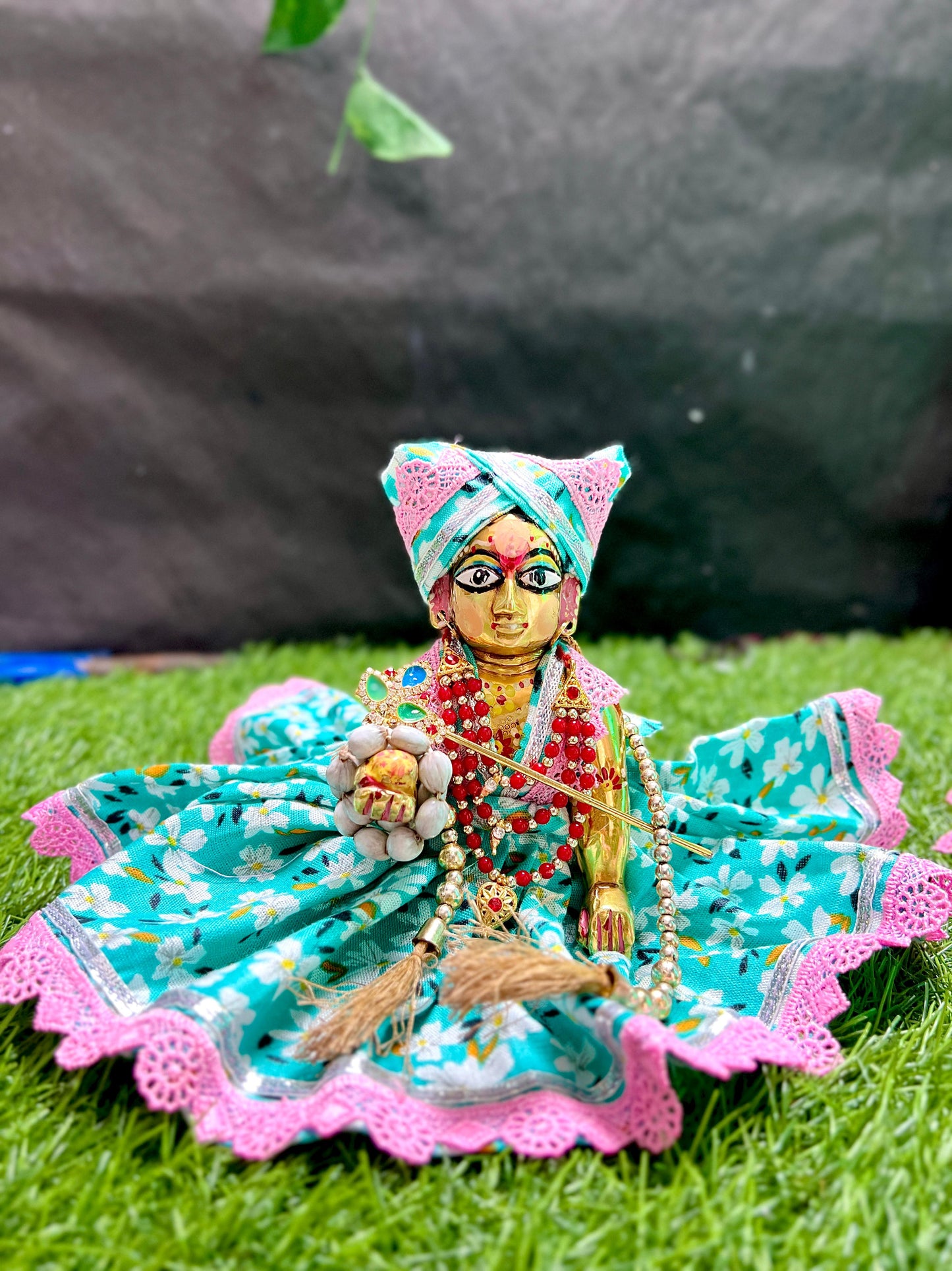 Laddu Gopal Ji Dress with Mukut Hand Made Poshak Radha Rani Dress