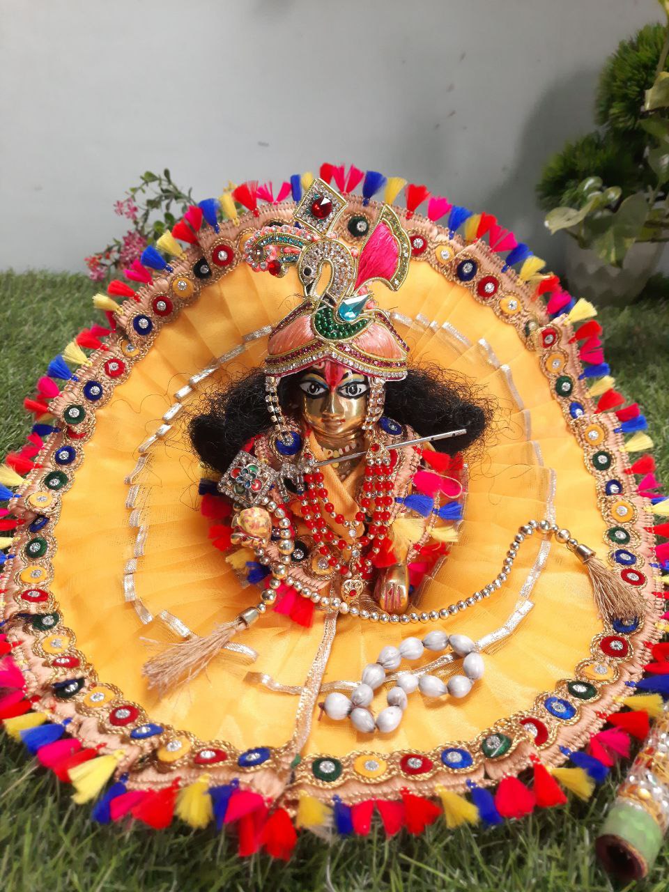 Laddu Gopal Ji Dress with Cap Hand Made Poshak Radha Rani Dress