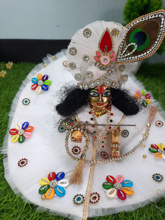 Laddu Gopal Ji Dress with Cap Hand Made Poshak Radha Rani Dress