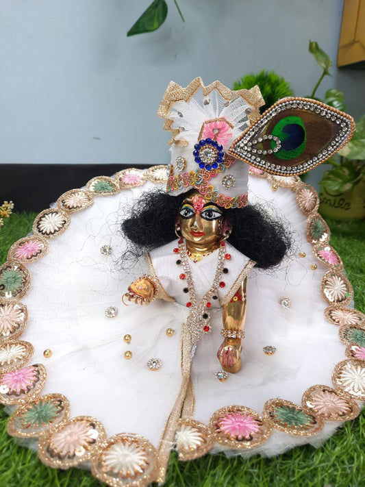 Laddu Gopal Ji Dress with Cap Hand Made Poshak Radha Rani Dress