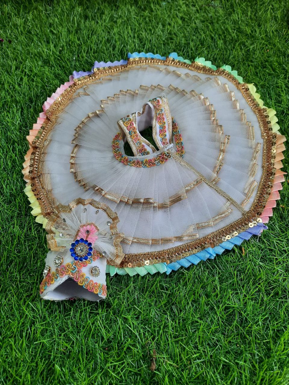 Laddu Gopal Ji Dress with Cap Hand Made Poshak Radha Rani Dress