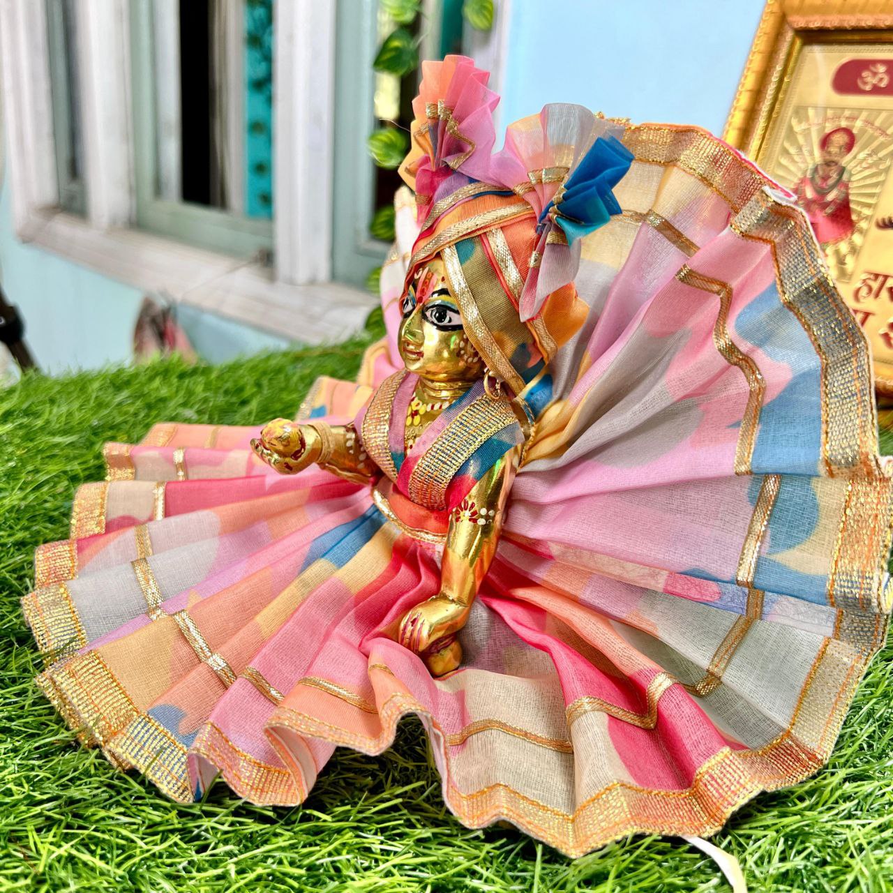 Laddu Gopal Ji Dress with Cap Hand Made Poshak Radha Rani Dress