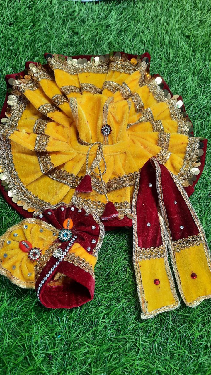 Laddu Gopal Ji Dress with Cap Hand Made Poshak Radha Rani Dress